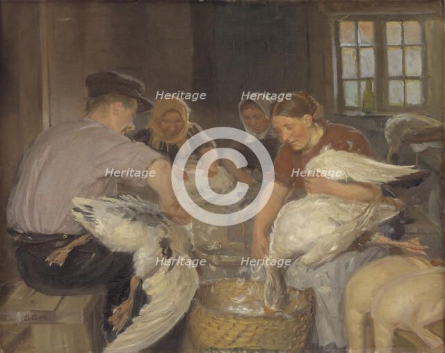 Plucking the Geese, 1904. Creator: Anna Kirstine Ancher.