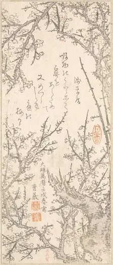 Plum Tree in Blossom, 1813. Creator: Kitao Shigemasa