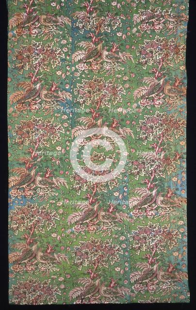 Plum Trees and Pheasants (Furnishing Fabric), England, c. 1830/40. Creator: Bannister Hall Print Works.