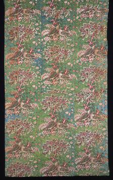 Plum Trees and Pheasants (Furnishing Fabric), England, c. 1830/40. Creator: Bannister Hall Print Works