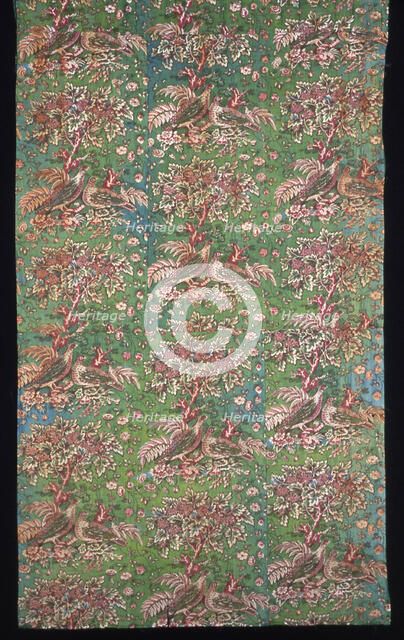 Plum Trees and Pheasants (Furnishing Fabric), England, c. 1830/40. Creator: Bannister Hall Print Works.