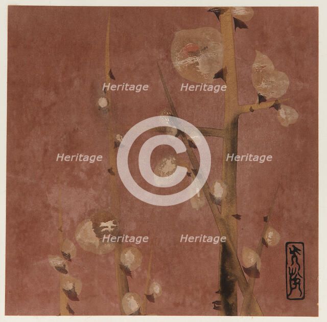 Plum blossoms, Edo period, late 16th-early 17th century. Creator: Hon'ami Kôetsu.