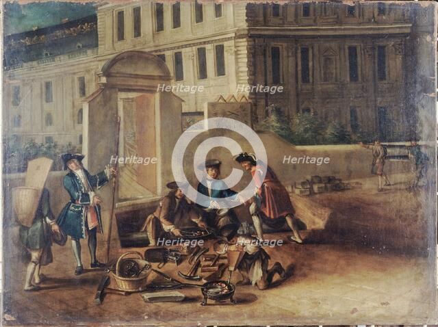 Plumbers and guards at the gate of Tuileries, around 1730. Creator: Unknown.
