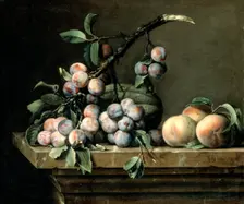 Plums, Melon and Peaches c1630-1680. Artist: Pierre Dupuis