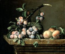 Plums, Melon and Peaches c1630-1680. Artist: Pierre Dupuis