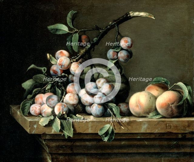 'Plums, Melon and Peaches', c1630-1680. Artist: Pierre Dupuis