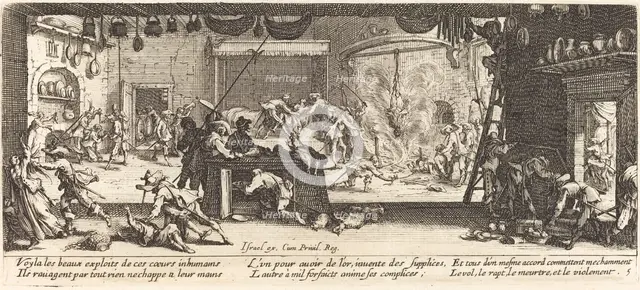 Plundering a Large Farmhouse, c. 1633. Creator: Jacques Callot.