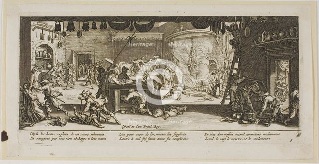 Plundering a Large Farmhouse, plate five from The Large Miseries of War, n.d. Creator: Gerard van Schagen.