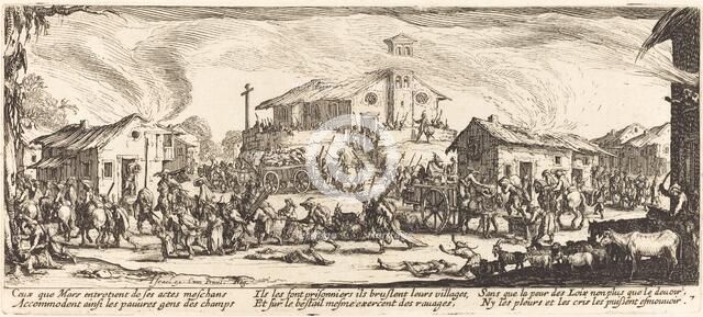 Plundering and Burning a Village, c. 1633. Creator: Jacques Callot.