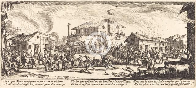 Plundering and Burning a Village, c. 1633. Creator: Jacques Callot.