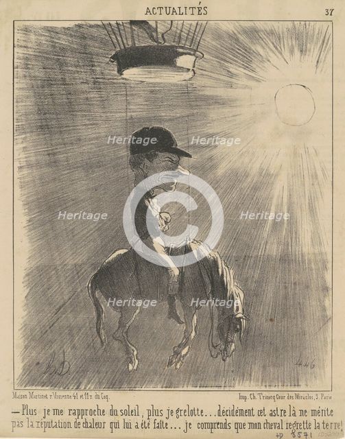 Plus je me rapproche du soleil..., 19th century. Creator: Honore Daumier.