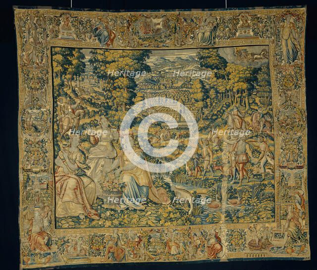 Pluto and Proserpina with Falconry, Flanders, c. 1600. Creator: Erasmus de Pannemaker.