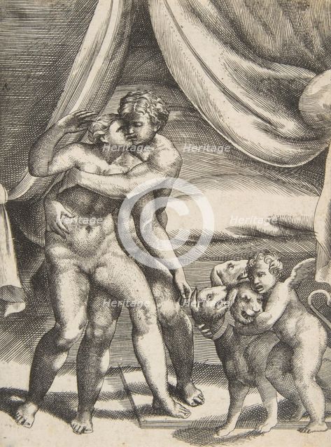 Pluto and Proserpine, from 'The Loves of the Gods', ca. 1531-76. Creator: Giulio Bonasone.