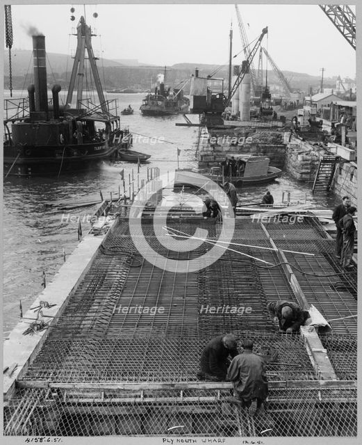 Plymouth Wharf, Plymouth, 12/06/1951. Creator: John Laing plc.