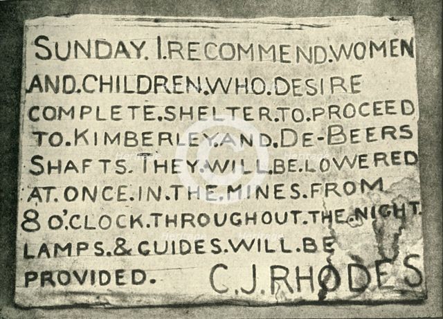 'Placard Erected by Mr. Rhodes', 1900. Creator: Hancox.