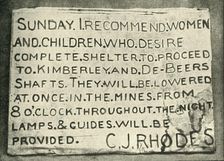 Placard Erected by Mr. Rhodes 1900. Creator: Hancox