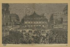 Place de l'Opéra on the evening of the Paris first performance of Lohengrin, 1891. Creator: Méaulle, Fortuné (1844-1916)
