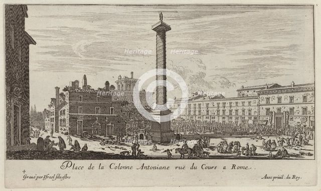 Place de la Colonne Antoniane ruë du Cours a Rome, 1640-1660. Creator: Israel Silvestre.