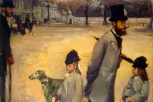 Place de la Concorde (Viscount Lepic and his Daughters Crossing the Place de la Concorde), 1875. Artist: Edgar Degas