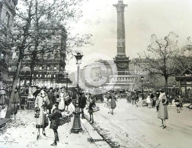 Place de La Bastille, 1925-1941. Creator: Eugene Galien-Laloue.