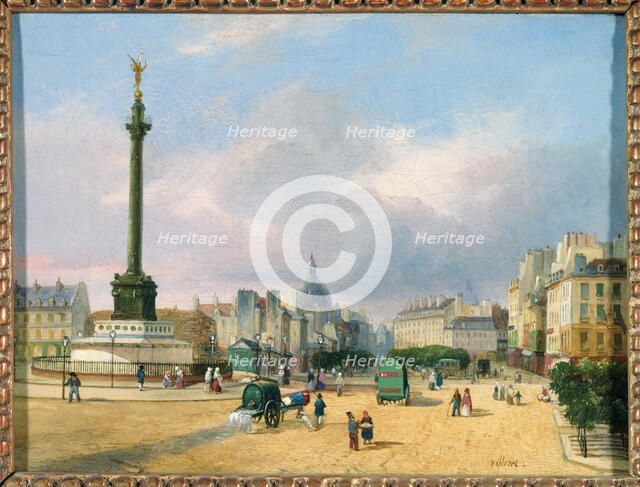 Place de la Bastille, c1840. Creator: Francois Etienne Villeret.