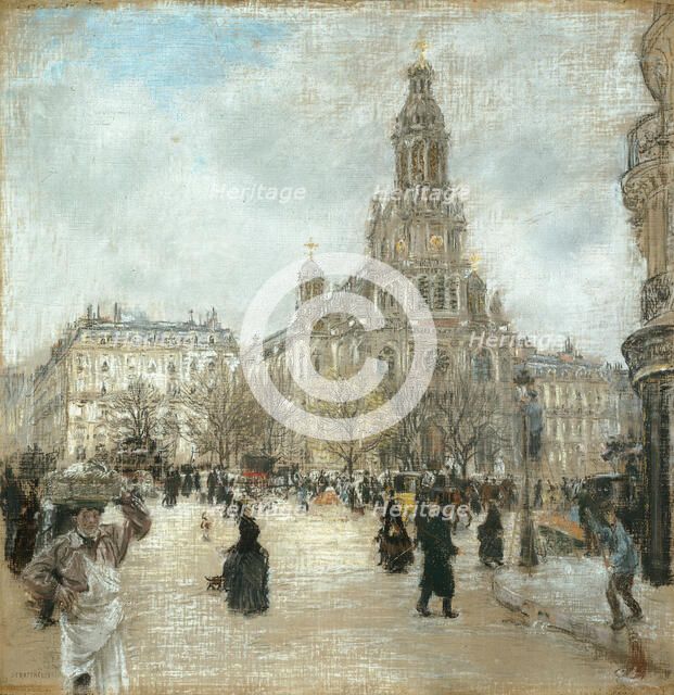 Place de la Trinité, Paris, c. 1886. Creator: Jean Francois Raffaelli.
