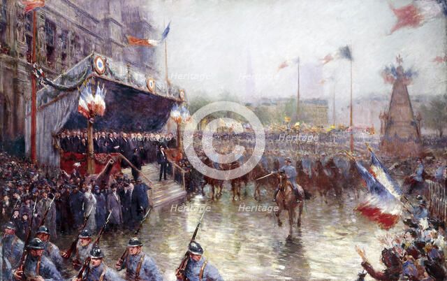 Place de l'Hotel de Ville, October 20, 1918. Demonstration in honour of the class of 1920. Creator: Claude Charles Bourgonnier.