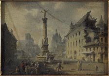 Place du Châtelet, in 1809, current 1st arrondissement, 1809. Creator: Jean Francois Lebelle