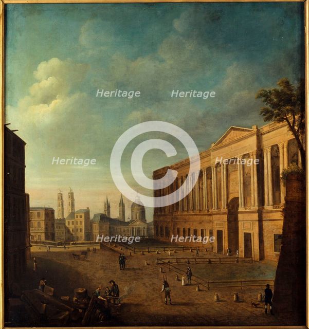 Place du Louvre and colonnade, around 1810. Creator: Unknown.