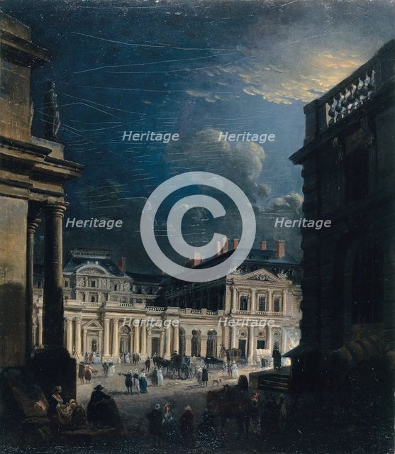 Place du Palais-Royal, in moonlight, c1765. Creator: Pierre-Antoine Demachy.