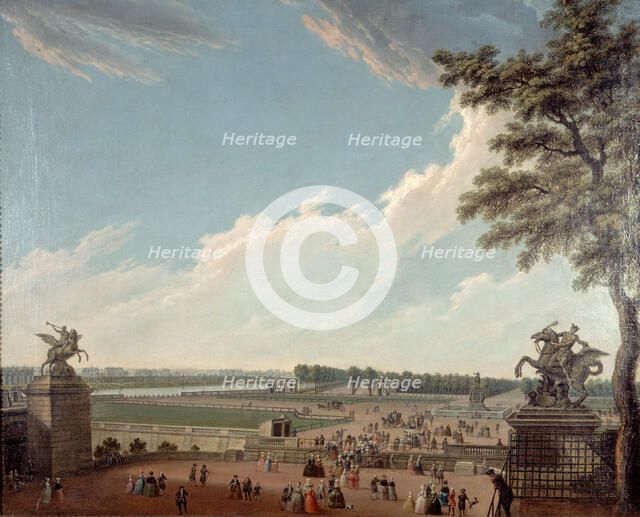 Place Louis XV and the Champs-Elysées, seen from the swing bridge, around 1780... Creator: Unknown.