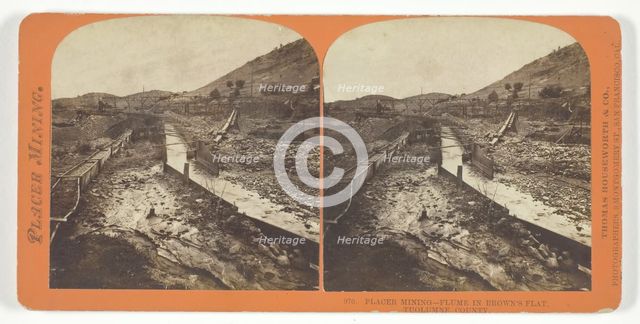 Placer Mining, Flume in Brown's Flat, Tuolumne County, c. 1868. Creator: Lawrence & Houseworth.