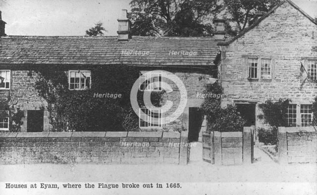 Plague cottages, Eyam, Derbyshire, 20th century. Artist: Unknown