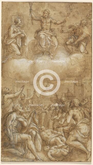 Plague Victims Pleading for Help from Christ, the Virgin, and Saint Roch, 1567/1573. Creator: Lattanzio Gambara.