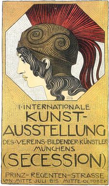 Plakat to the first international exhibition of art, Secession, 1893. Creator: Stuck, Franz, Ritter von (1863-1928)