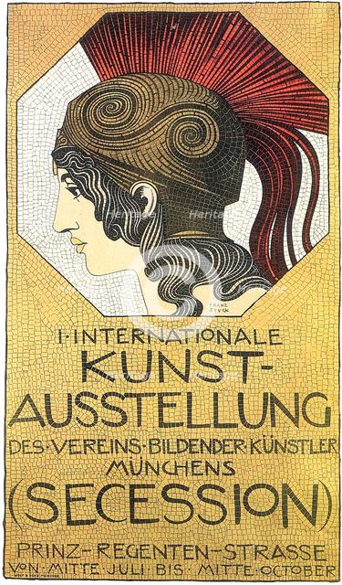 Plakat to the first international exhibition of art, Secession, 1893.  Creator: Stuck, Franz, Ritter von (1863-1928).