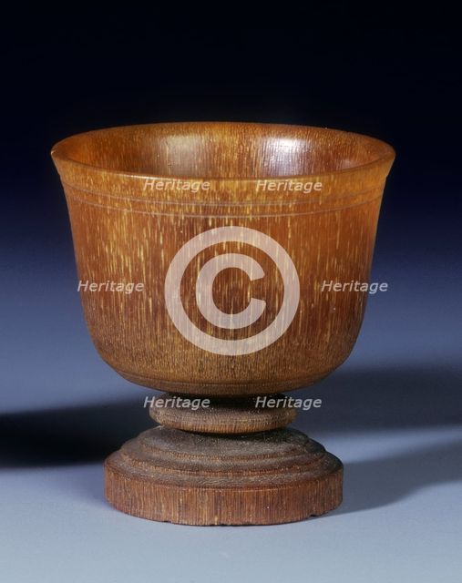 Plain circular stemmed rhino horn cup, Qing dynasty, China, 18th century. Artist: Unknown