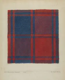 Plaid Homespun Coverlet, 1935/1942. Creator: Clyde L. Cheney