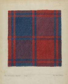 Plaid Homespun Coverlet, 1935/1942. Creator: Clyde L. Cheney
