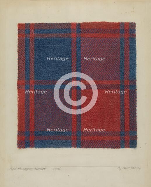 Plaid Homespun Coverlet, 1935/1942. Creator: Clyde L. Cheney.