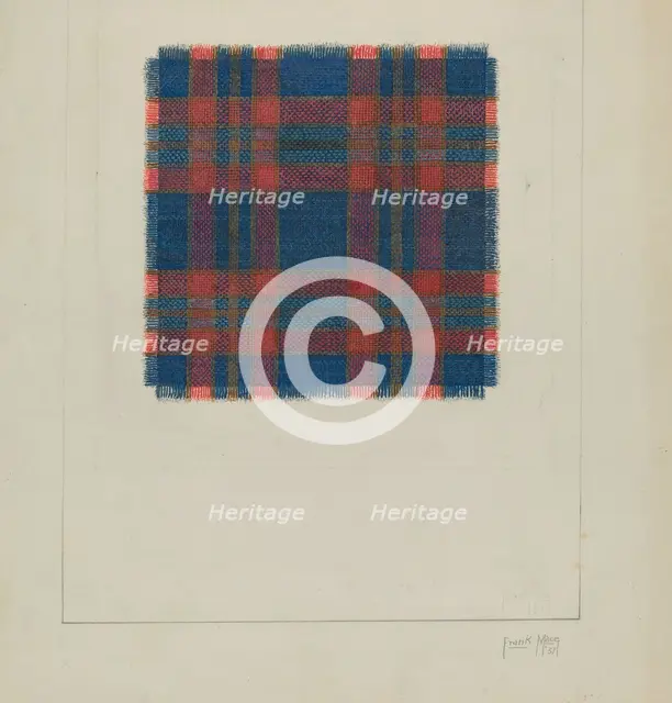 Plaid Homespun Coverlet, 1937. Creator: Frank J Mace.