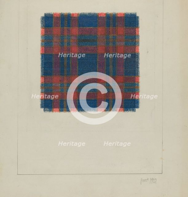 Plaid Homespun Coverlet, 1937. Creator: Frank J Mace.