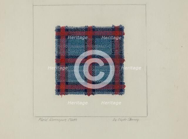 Plaid Homespun Cloth, c. 1937. Creator: Clyde L. Cheney.