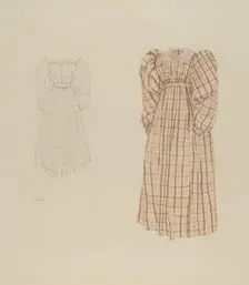 Plaid Morning Dress, c. 1937. Creator: Arelia Arbo