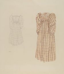 Plaid Morning Dress, c. 1937. Creator: Arelia Arbo