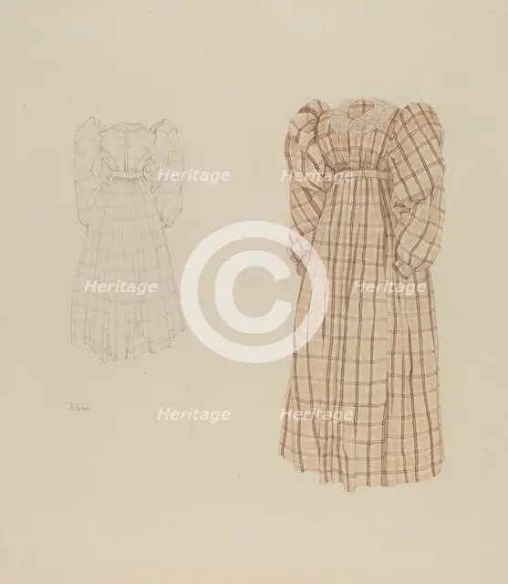 Plaid Morning Dress, c. 1937. Creator: Arelia Arbo.