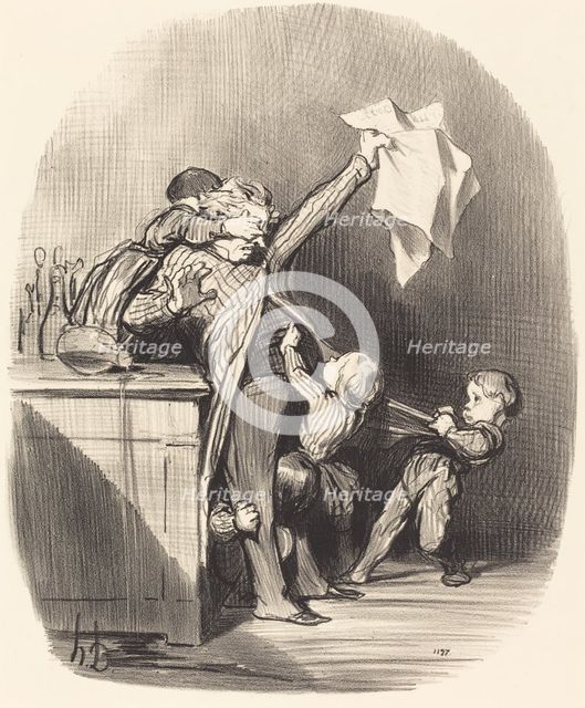 Plaisirs de la paternité, 1847. Creator: Honore Daumier.