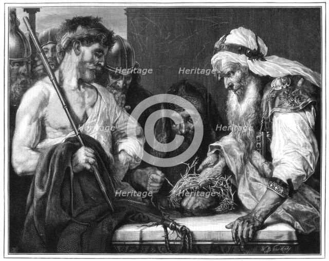 'Plaiting the Crown of Thorns', 1875. Artist: Unknown