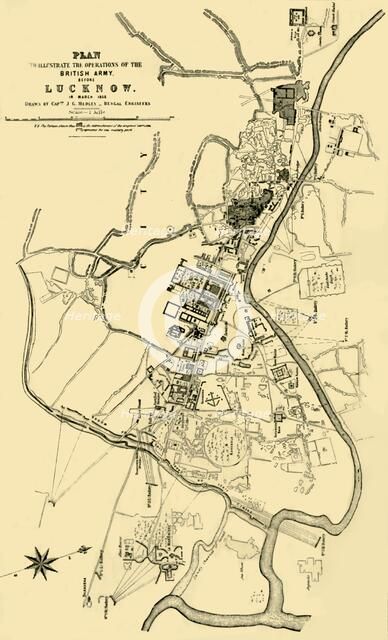 'Plan to Illustrate the Operations of the British Army before Lucknow in March 1858', (1901).  Creator: Julius George Medley.