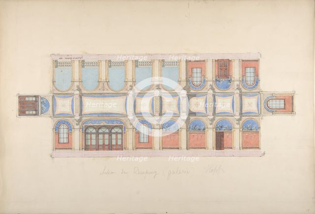 Plan and Elevation of Gallery, Deepdene, Dorking, Surrey, 1875-79. Creators: Jules-Edmond-Charles Lachaise, Eugène-Pierre Gourdet.